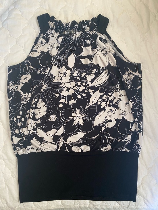 DCS Tops - DCS Black & White Floral Halter Tank Top